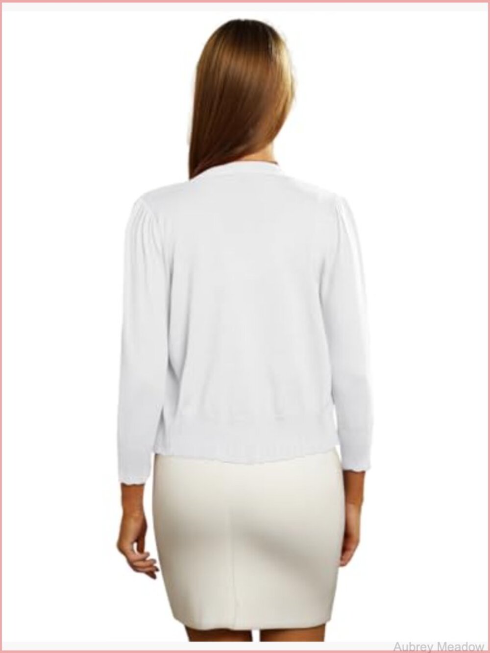Cropped Cardigan 3/4 Sleeve Bolero Shrug Lightweight Open Front Button Down - Picture 6 of 7